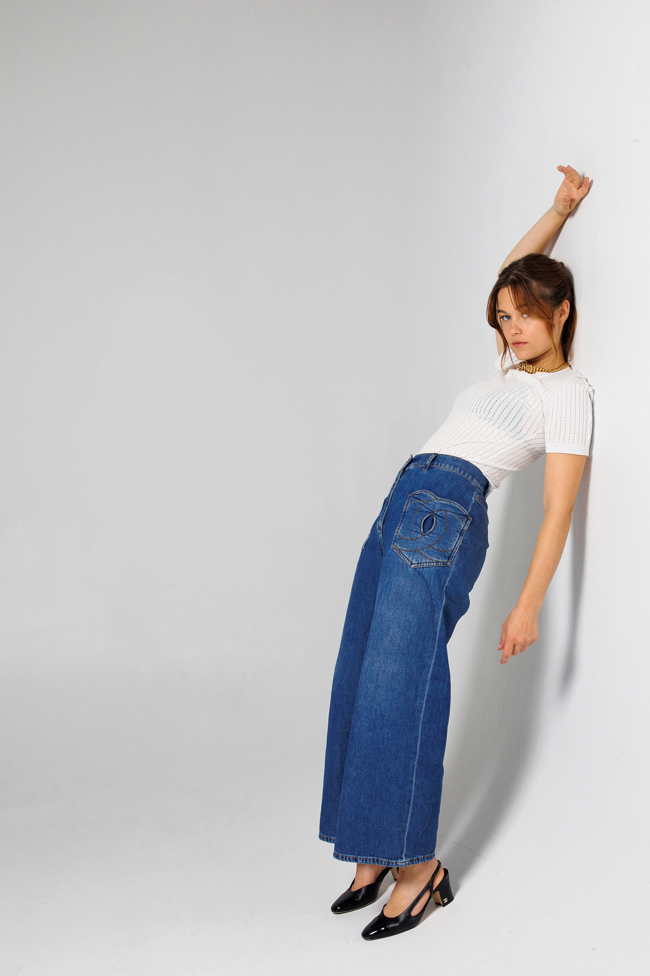 drawstring-waist straight-leg Trousers  White